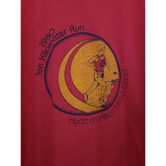 Vintage 1980 10K Run Hyatt On Hilton Head Island Red Single Stitch T-Shirt XL - Picture 4 of 8